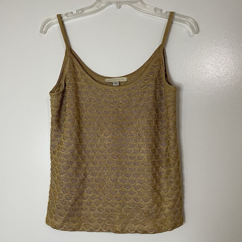 St. John Couture gold shimmer knit scales vintage camisole tank size medium